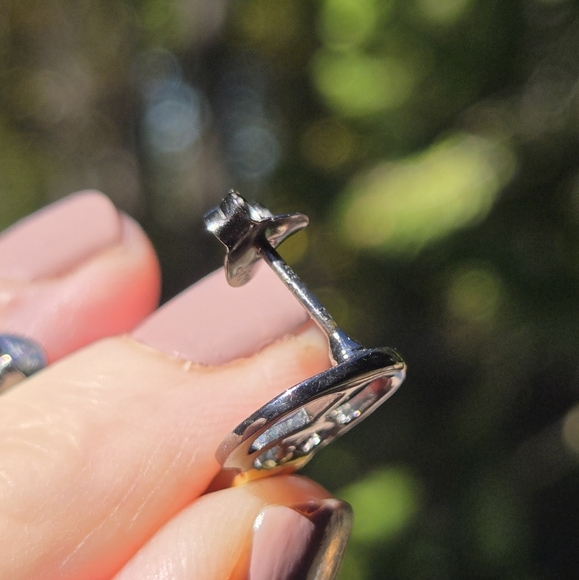 Topaz Natural Gemstone Peace Sign Sterling Rhodium & Gold Earrings 3k Each - Picture 6 of 8